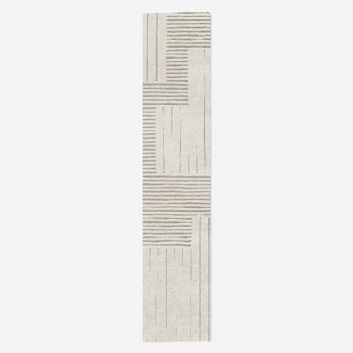 Painted Mixed Stripes Wool Bedside Runner Rug