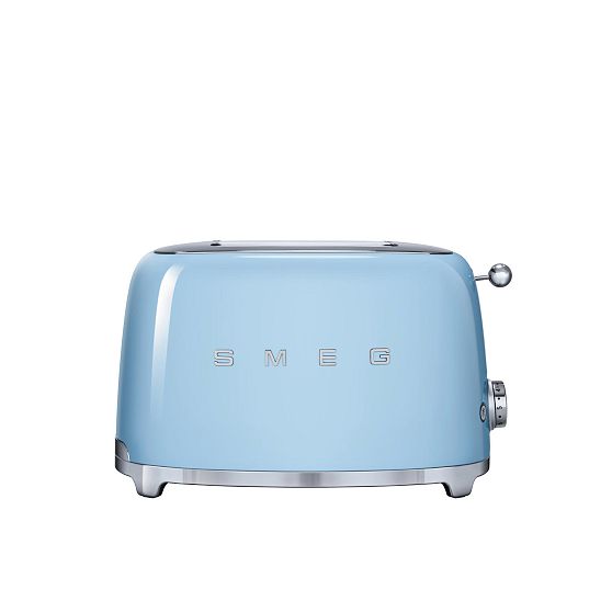 Pastel Blue Stainless Steel 2-Slice Toaster with Wide Slot