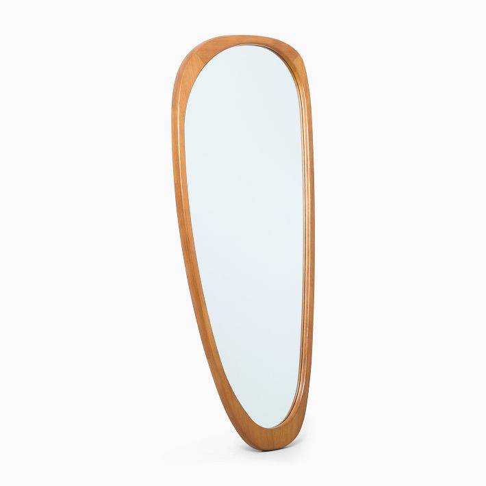 Mid-Century Asymmetrical Wood Floor Mirror