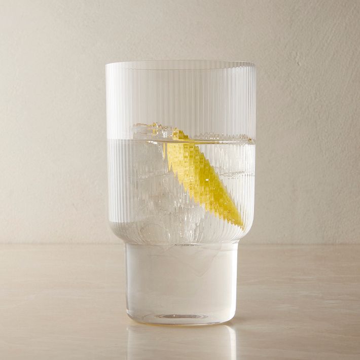 Fluted Drinking Glass Set - Tall - 15 oz set of 8