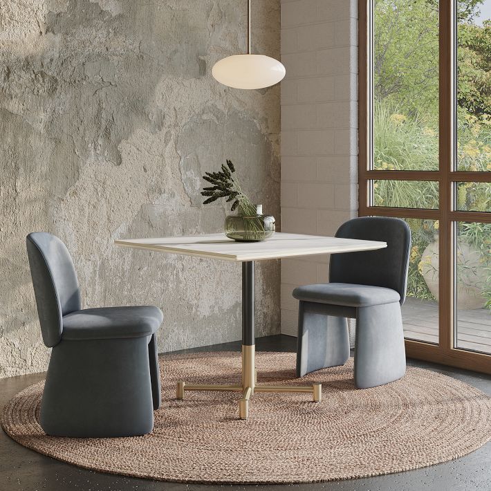 Branch Restaurant Square Dining Table - Porcelain w/ Protective Metal Bumper