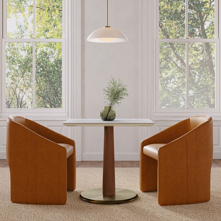 Claire Restaurant Dining Table - Porcelain w/ Protective Metal Bumper - Rectangle