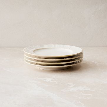 Textured Salad Plate, Set of 4, White Dots