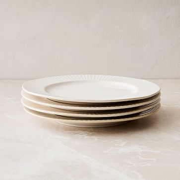 Textured Dinner Plate, Set of 4, White Lines