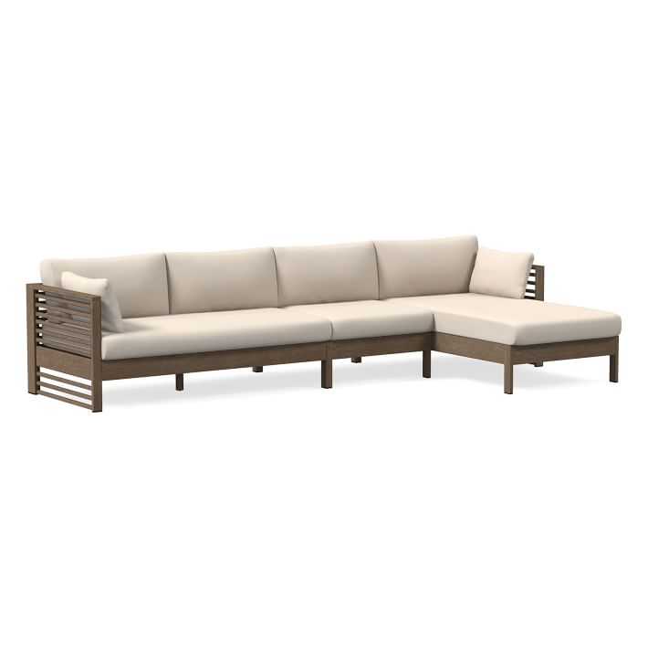 Santa Fe Slatted Outdoor 3-Piece Chaise Sectional Cushion Covers