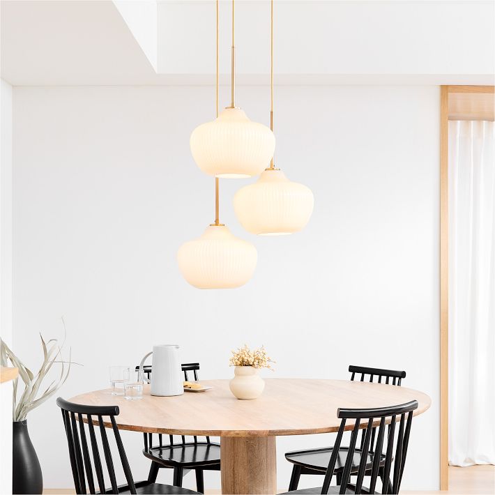 Sculptural 3-Light Ribbed Chandelier