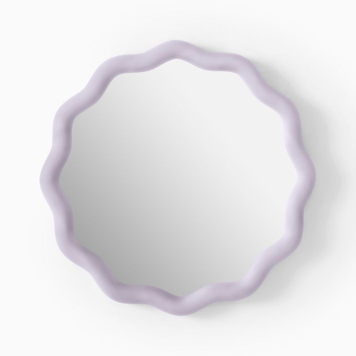 Round Wavy Wood Wall Mirror
