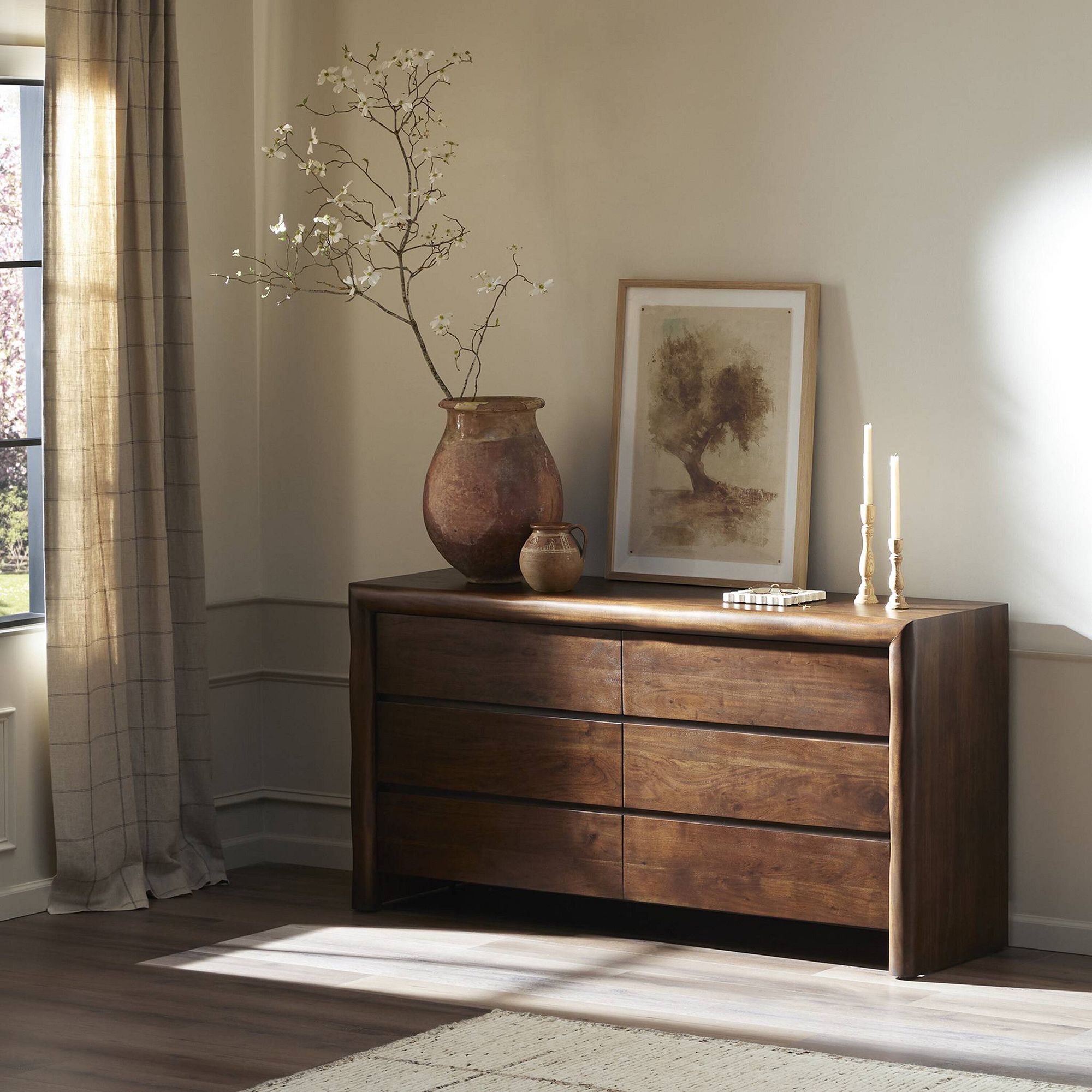 Brevoort Solid Wood 6-Drawer Waterfall Dresser 73"
