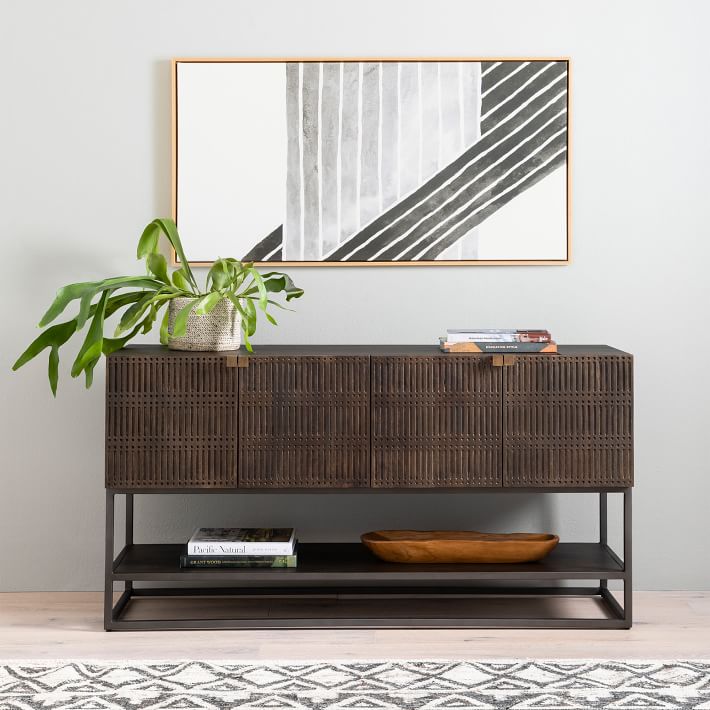 Carved Mango Wood Media Console (56&quot;)