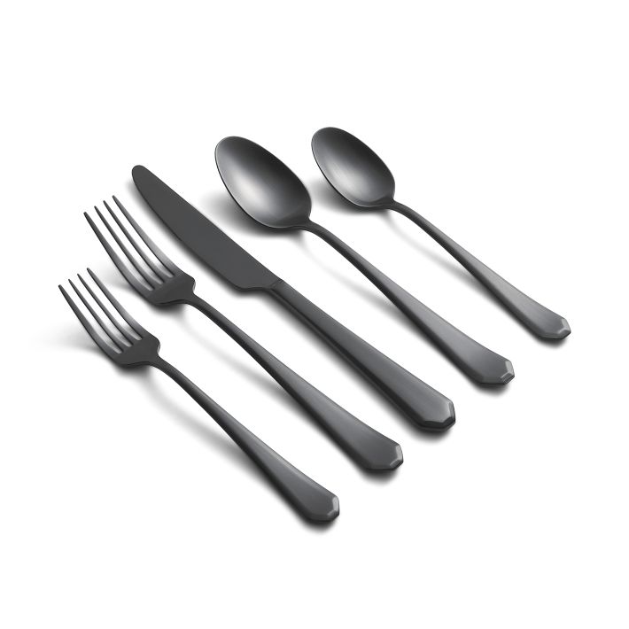Geo Flatware (Set of 20)-black satin