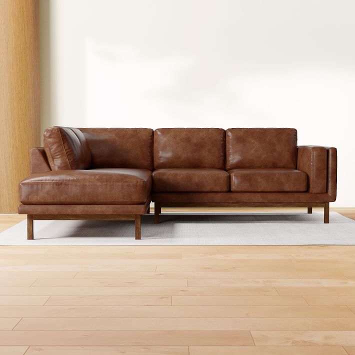 Dekalb Leather 2-Piece Bumper Chaise Sectional (102&quot;)