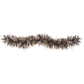 Pre-Lit Faux Flocked Pinecone Garland, 72"L
