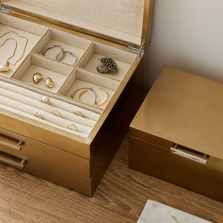 Mid-Century Champagne Lacquer Jewelry Boxes | West Elm