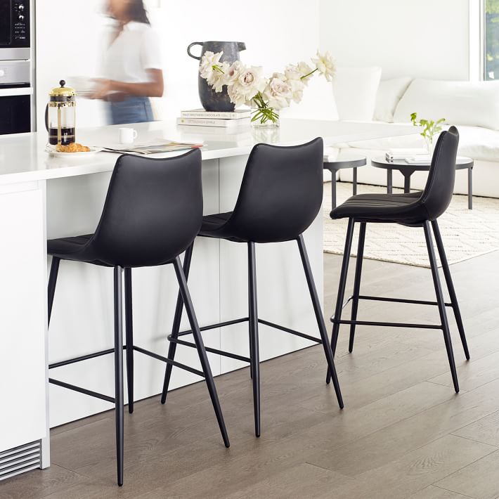 Modern Channeled Back Counter Bar Stools (Set of 2) West Elm