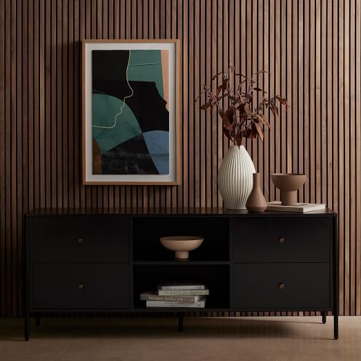 Modern Solid Wood & Iron Media Console | West Elm