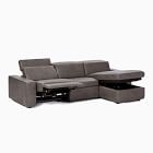 Enzo Leather 3-Piece Reclining Chaise Sectional w/ Storage (108&quot;)