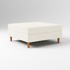 Paidge Large Square Ottoman, Poly, Performance Yarn Dyed Linen Weave, Alabaster, Cone Pecan