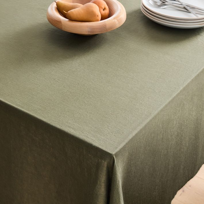 European Linen Tablecloth in Dark Olive