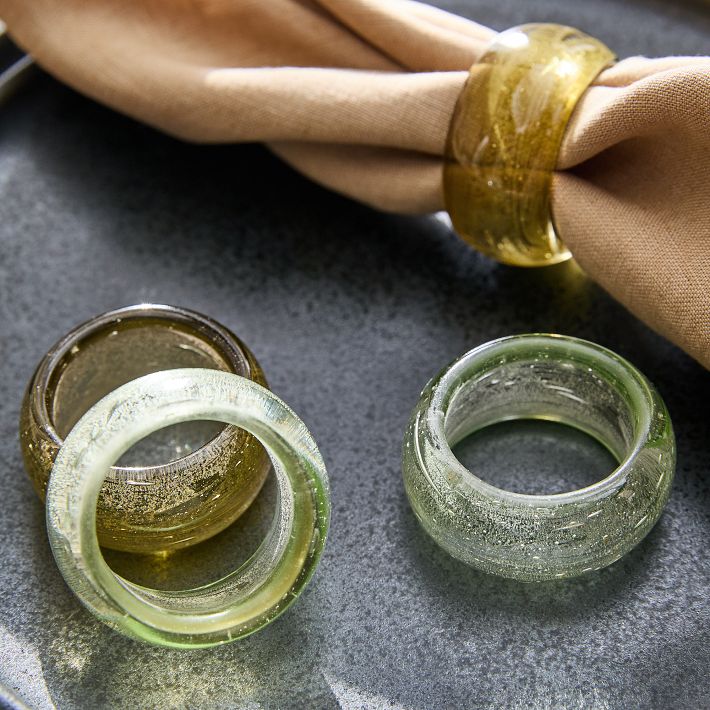 Glass Napkin Ring Sets- cool multi