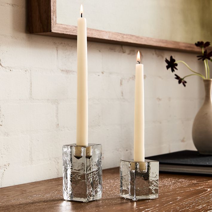 Ermine Cast Glass Taper Holder