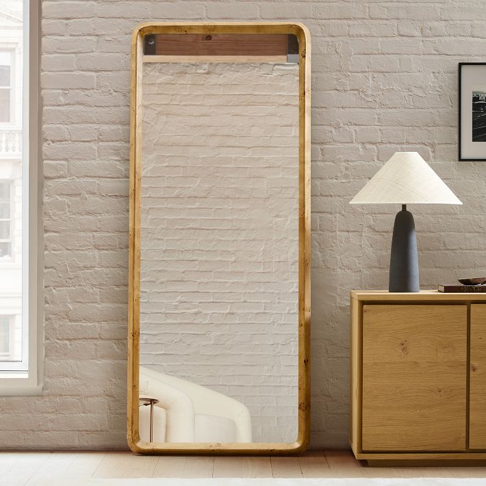 Geo Burled Wood Floor Mirror