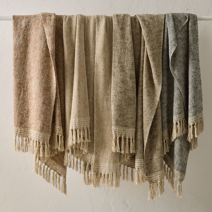 Two-Tone Chunky Linen Throw
