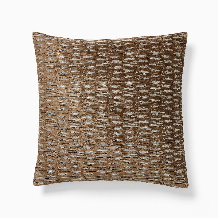 Abstract Linear Chenille Pillow Cover - Cognac + Down Alt Insert