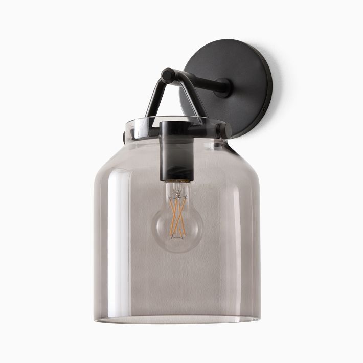 Henry Sconce, Small, Smoke Glass, Dark Bronze, 7.5 in
