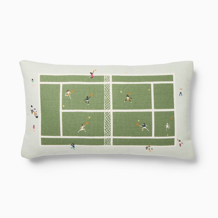 Outdoor Tennis Scene Pillow - 12x21, Multi