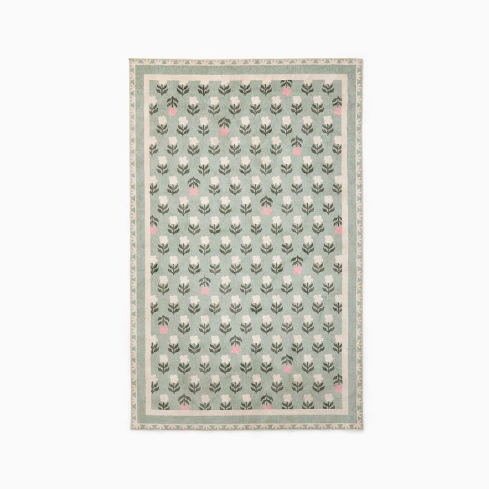 Kids Washable Flower Garden Rug