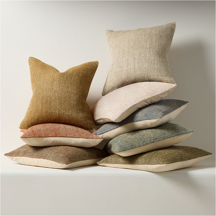 Two Tone Chunky Linen Pillow Cover
