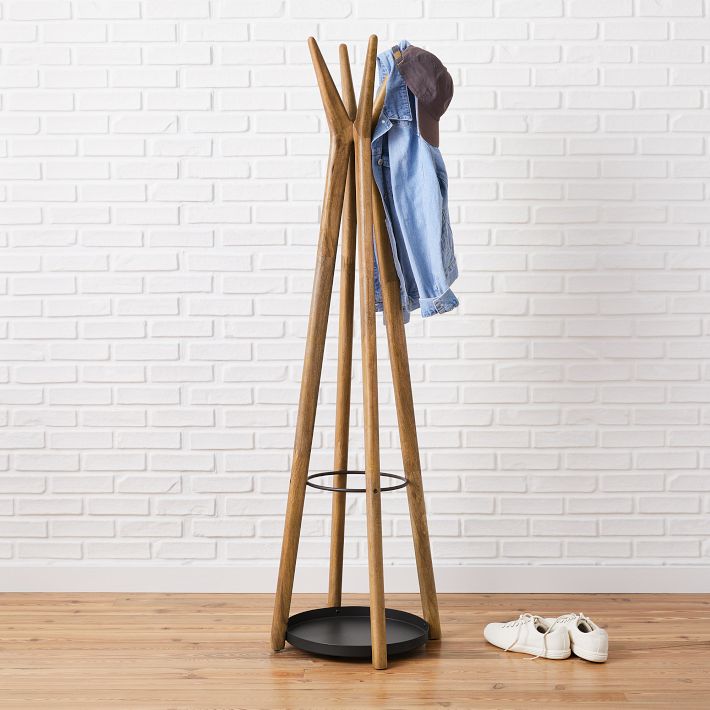 Anton Solid Wood Coat Rack Burnt Wax West Elm