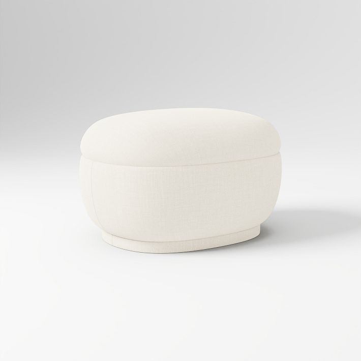 Addie Ottoman Poly Performance Yarn Dyed Linen Weave Alabaster CS