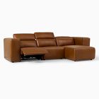 Leo Motion Reclining Leather 3-Piece Reversible Chaise Sectional (125&quot;)