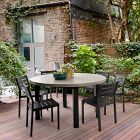 Portside Concrete Aluminum Outdoor Round Dining Table (60&quot;) &amp; Portside Aluminum Chairs Set