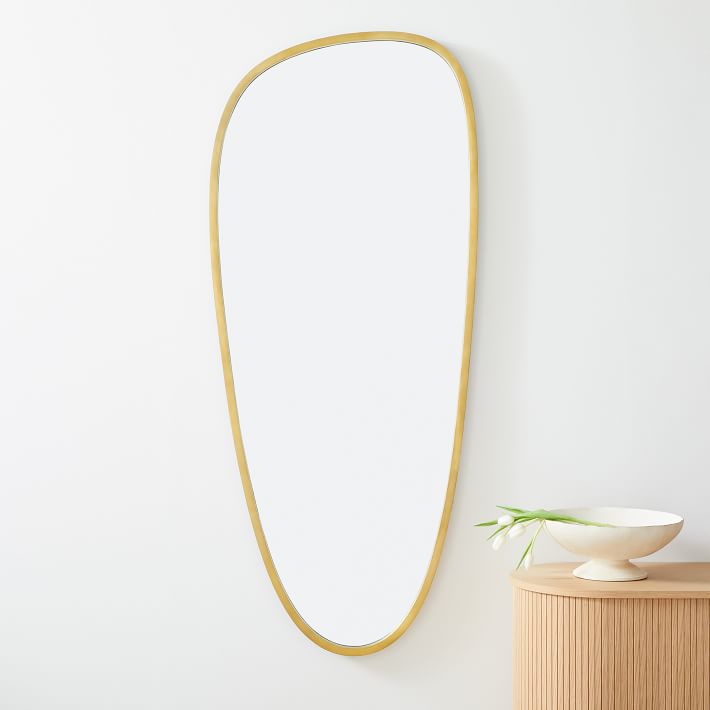 Mid-Century Asymmetrical Metal Floor Mirror | West Elm