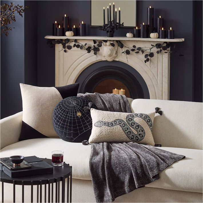 Metallic Halloween Pillow Cover &amp; Throw Set