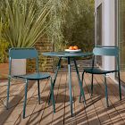 Wren Outdoor Bistro Table (28&quot;) &amp; Metal Stacking Chairs Set