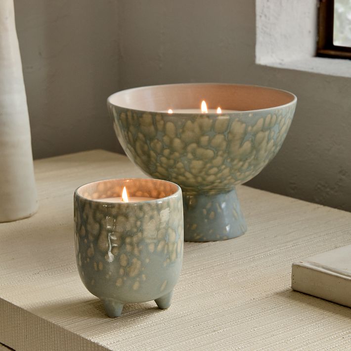 Glazed Ceramic Filled Candles - Lavender Mint