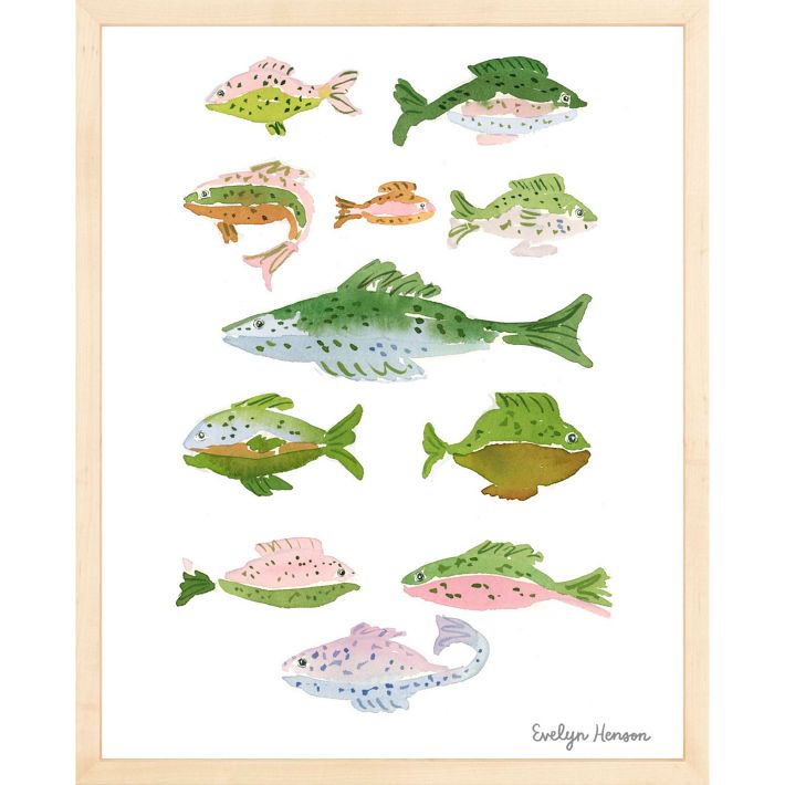 Fish School Framed Wall Art by Evelyn Henson