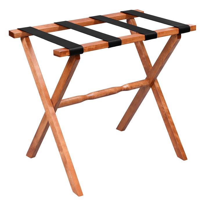 Wooden Mallet WallSaver Luggage Rack,Brown Straps, Light Oak