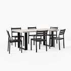 Portside Aluminum Concrete Outdoor Dining Table (72&quot;) &amp; Dining Chairs Set