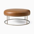 Box Frame Round Leather Ottoman