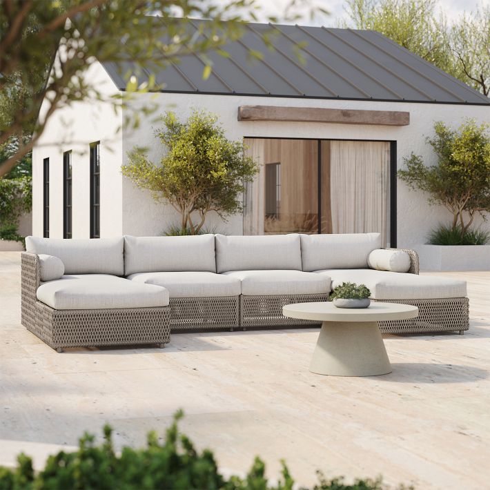 Coastal Outdoor 4-Piece U-Shaped Sectional (128&quot;)