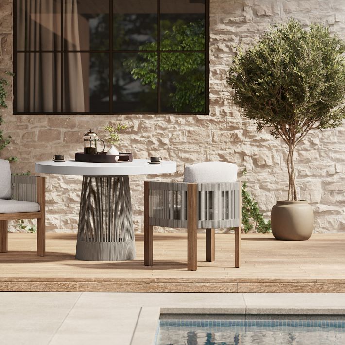 Porto Pedestal Concrete Outdoor Dining Table Modern Elegance