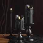 Wax Drip Flameless Taper Candles - Black (Set of 2)