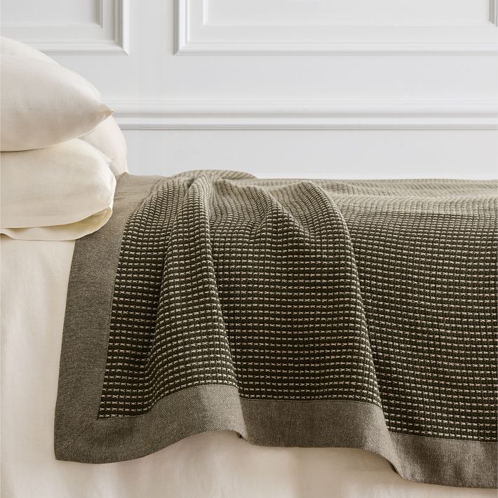 Two-Tone Cotton Linen Blanket - Aegean