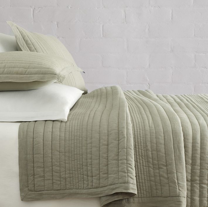 European Flax Linen Linework Quilt &amp; Shams