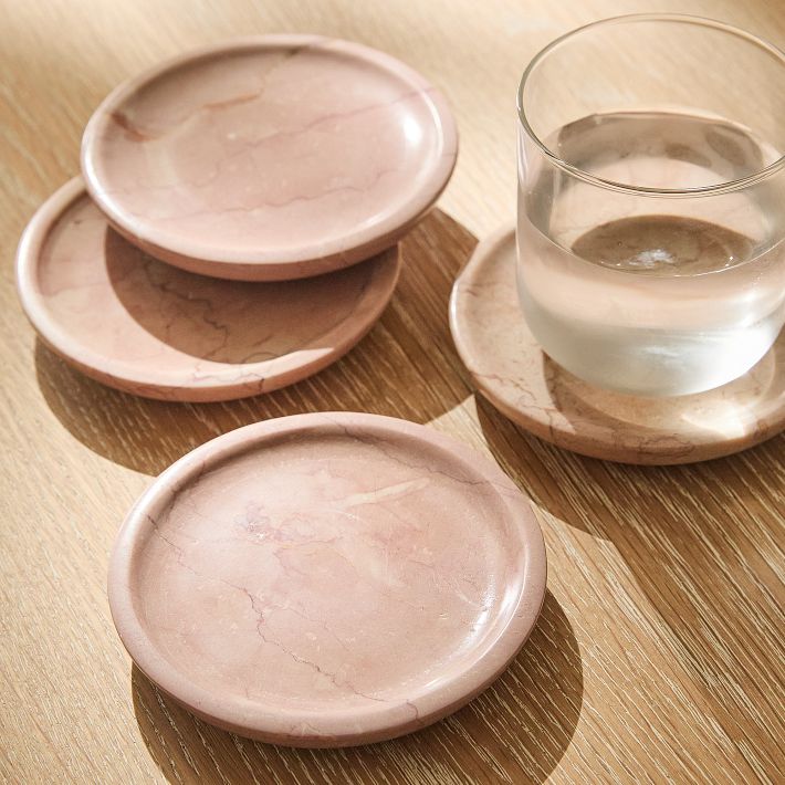 Marion Stone Coasters in Pink, Set of 8