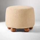 Open Box: Thalia Ottoman (20") - Cozy Shearling Desert Beige, Cool Walnut